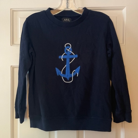 A.P.C. Women’s Anchor Embroidered Sweatshirt Navy Blue Nautical Coastal Size M - Picture 1 of 8